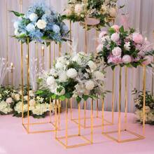 LIVINGANDHOME Living And Home 80cm/100cm Gold Rectangular Flower Stand - Elegant Metal Pedestal For Wedding & Event Decor - Gold - View 8