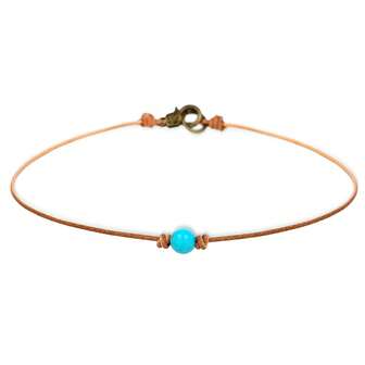 1入時尚極簡藍色綠松石珠串項鍊波西米亞風格鎖骨鍊