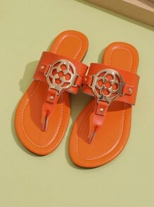 Women's Fashionable Casual Open-Toed Beach Sandals, Flip Flops, Perfect For Travel, Vacation, And Walking - Orange - View 4