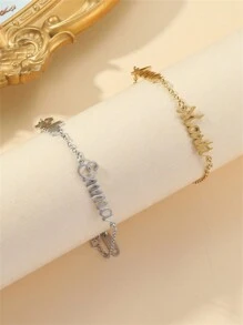 1 pieza Pulsera personalizada con 2 nombres, pulsera con nombres de pareja personalizada, regalo del Día de la Madre, regalo para mamá, regalo para novia, regalo de graduación, regalo de aniversario, regalo de cumpleaños, regalo para dama de honor, regalo de boda