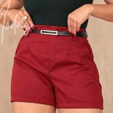 Women Shorts - 紅木色 - 查看 2