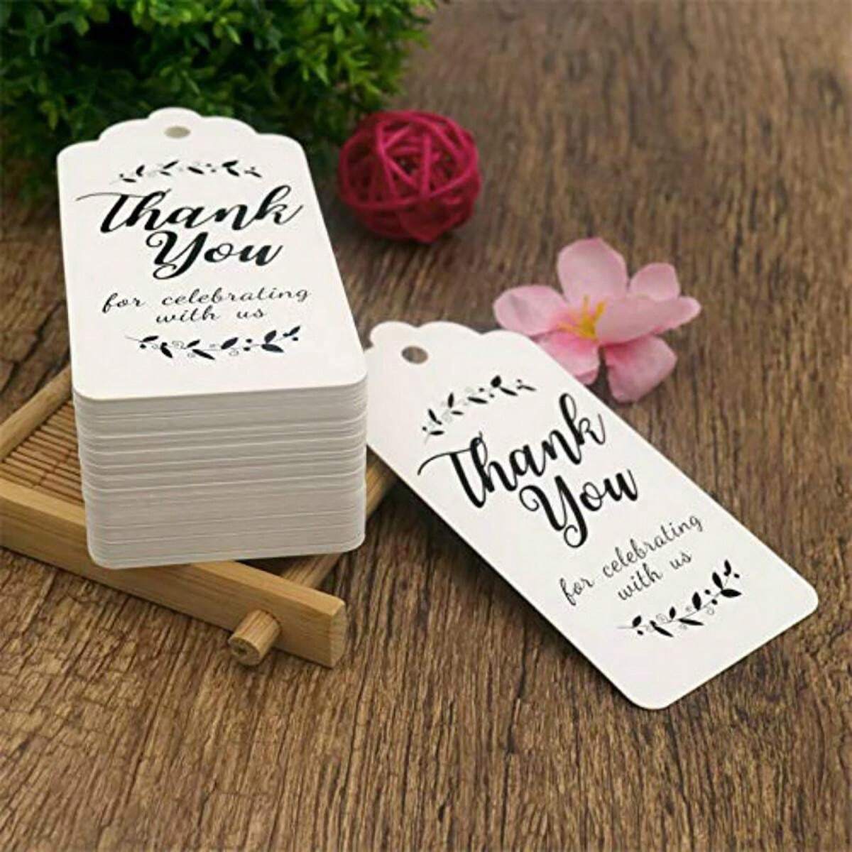 100pcs (100 Tags+20m Jute Twine) Retro Thank You Tags With String For ...