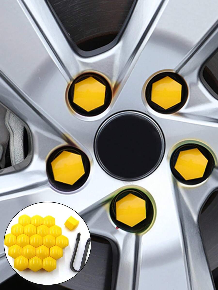 Tapa de neumático de cubo de rueda amarilla para automóvil - Amarillo - Ver 1