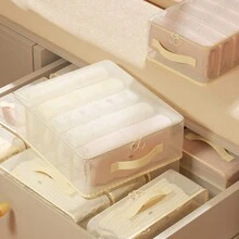 One Mesh Clothes Storage Bag For Wardrobe Quilt Bedsheets Clothes With Multiple Compartments - Beige - View 5