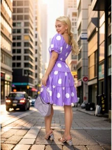 Women Dresses - Purple - View 2