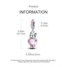 925 Sterling Silver Cat Hugging Pink Heart Charm Pendant Fit Original Bracelet Necklace DIY Charms Fine Women Jewellery Gift