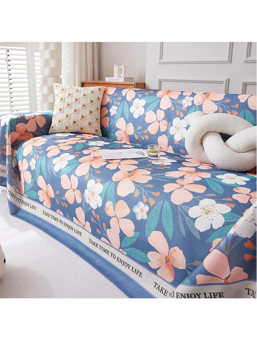 夏季冰絲涼感沙發墊套，防滑客廳椅子墊薄鄉村風格套布 - TM2-錦繡鮮花 - 查看 1