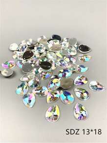 50 peças Pedras de Strass de Resina Acrílica de Duplo Furo Quadrado e Redondo com Beleza AB Para Roupas DIY, Vestido de Noiva, Acessórios de Vestuário