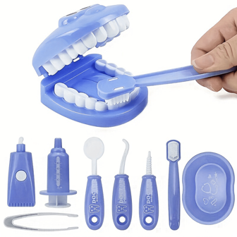 9pcs Mini Kids' Dentist Playset - Realistic Oral Care Tools For Imaginative Play And Learning Dentist Check Teeth Model For Parent-Child Interaction And Role Play Learning Toy For Boys And Girls(Plastic Material)