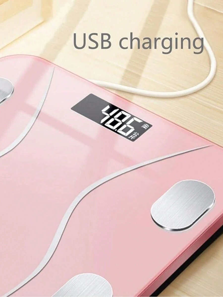 Bascula Corporal Digital Inteligente Electrónica Bluetooth Indicador De Grasa Corporal - Rosa - Ver 1