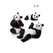 Flower Simulation Wild Animal Model Ornament Solid Giant Panda Toy Set Ornament Office Desk Ornament Crawling Panda - Multicolor - View 13