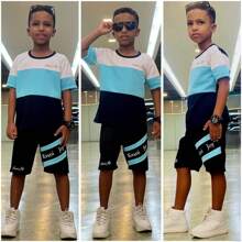 Conjunto Masculino Camiseta e Bermuda Juvenil Infantil Moda Verão Premium 2 ao 12 anos