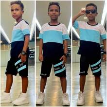 Conjunto Masculino Camiseta e Bermuda Juvenil Infantil Moda Verão Premium 2 ao 12 anos