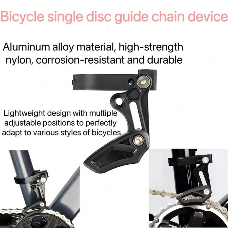 Mountain Bike Chain Guide, Unilateral Stable Chain Retention System, Front Derailleur Chain Guard Against Chain Drops - Black - View 1