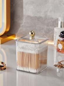 1 个透明化妆品收纳盒，用于在梳妆台或书桌上存放和整理化妆棉、棉签、牙线等。防尘时尚简约的化妆品和文具收纳盒。、珠宝盒、化妆袋、化妆刷架、刷子架、香水收纳袋、化妆包 - 彩色 - 查看 4