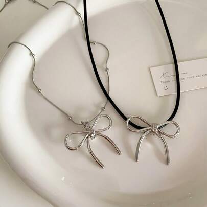 1 件 Y2k 甜美镂空蝴蝶结项链，女士/女孩独特的锁骨链配饰情人节