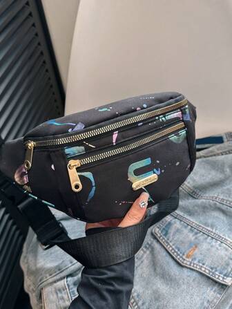 Bolso de cintura de moda para mujer, bolso bandolera cruzado, monedero con lámina dorada, bolso de pecho multifuncional para exteriores, bolso informal para el primer día de escuela