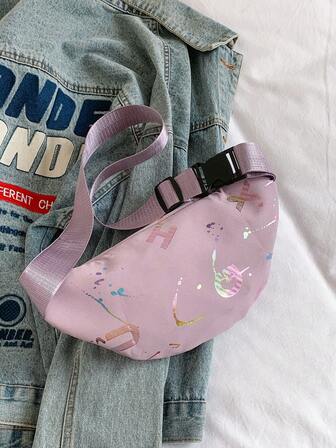 Bolso de cintura de moda para mujer, bolso bandolera cruzado con monedero con estampado dorado, bolso de pecho multifuncional para exterior, mochila escolar de estilo preparatoria para el primer día de clases