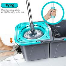 Mop And Bucket With Wringer Set, Spin Mop And Bucket System For Floor Cleaning,Wet Dry Mop With Spin Bucket With Stainless Steel Handle, 3 Microfiber Mop Pads