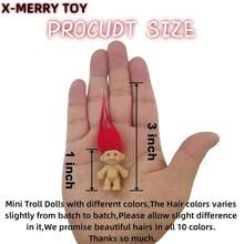 5/10 piezas Figura de acción Kawaii Troll Doll modelo de miembro de la familia con cabello colorido para regalo de fiesta - Multicolor - Ver 2