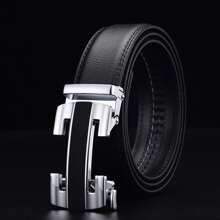 1pc Men Belt Fashionable All-Match Black Belt Leisure Business Automatic Buckle Golden Belt Gift For Boyfriend/Elders/Daily Life Summer, School