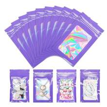 100 piezas Bolsas holográficas de Mylar negras y resellables con cremallera para el empaque de lip gloss, joyería, dulces, muestras y suministros de embalaje de alimentos para pequeñas empresas (negro, 2,4x3,9 pulgadas) Bolsas de regalo para fiesta de bodas