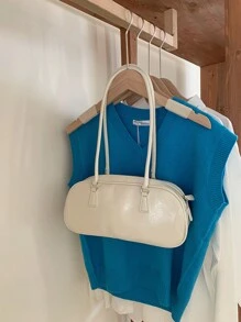 حقيبة يد فضية على الطراز الباليه للنساء مع حزام كتف وحزام يد، حقيبة نقل ربيع/صيف للسفر/التسوق (وشاح الحرير غير مشمول)