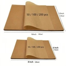 50/100/200pcs Parchment Paper Baking Paper 6*8 Inches, Precut Non-Stick Parchment Paper For Baking, Cooking, Grilling, Frying And Steaming - Unbleached, Kitchen Gadgets, Kitchen Accessories, Home Kitchen Items