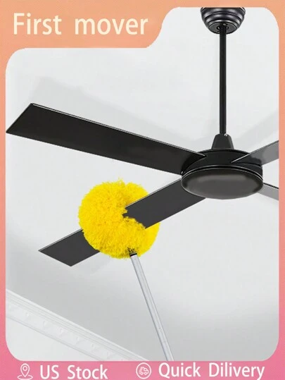 1 pieza, Limpiador de ventilador de techo con poste de extensión, cepillo para remover polvo, plumero de microfibra removible y lavable para ventilador y techo, plumero para ventiladores de techo altos, mobiliario, automóviles, suministros de limpieza, herramienta de limpieza, regalo de navidad