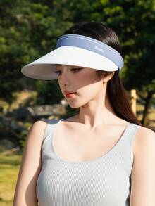 หมวกปีกกว้างกันแดดแฟชั่นแบบเปิดด้านบนสำหรับฤดูใบไม้ผลิและฤดูร้อน เหมาะสำหรับกิจกรรมกลางแจ้ง ปั่นจักรยาน และเล่นกีฬา สามารถมัดผมหางม้าได้ ป้องกันแสงแดดและป้องกันรังสียูวี ชิ้นเดียว - หมวกเปล่า - ดู 16