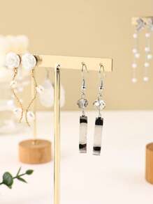 1pc Wooden Base Three-Piece Earrings Display Stand, Studs And Small Jewelry Hanger, Drop Earrings Jewelry Display Tool Rack Sun Travel Cool Back To School - Wood Color Earring Stand - View 6