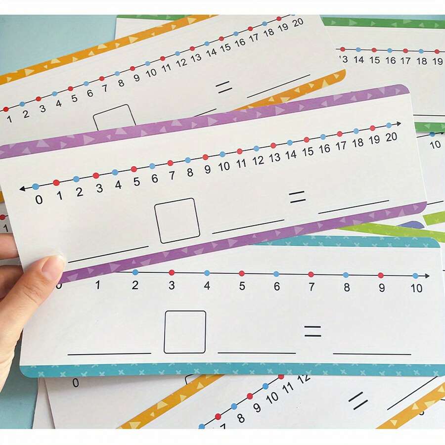 16pcs Educational Dry Erase Number Line Cards For Kids Addition