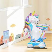 1 pezzo Palloncino in alluminio a forma di unicorno, grande e carino, decorazione da festa, addobbo fotografico per compleanni, decorazione per feste di anniversario, decorazione per casa e interni, Natale - Bianco - Visualizzare 4