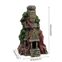 1pc Reptile Aquarium Landscape Decoration Resin Vietnamese Temple - Multicolor - View 2