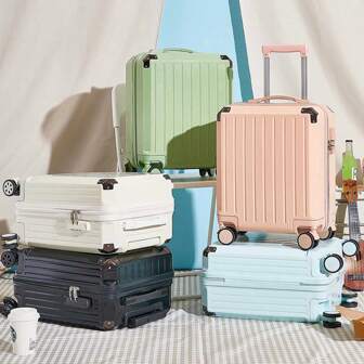 18-Inch Casual Rolling Suitcase, Small Portable Carry-On Luggage, Password Box With Universal Wheels Durable Hand Luggage Travel Trip Holiday School Honeymoon Vacation Study Abroad Graduation Holiday Essentials Travel Accessories Ideal Choice For Gifts Men Women Boys Girls Student Couple Bag For School School Accessories School Stuff