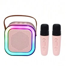 Mini Bocina Karaoke con 2 Micrófonos Inalámbricos - Multicolor - Ver 1