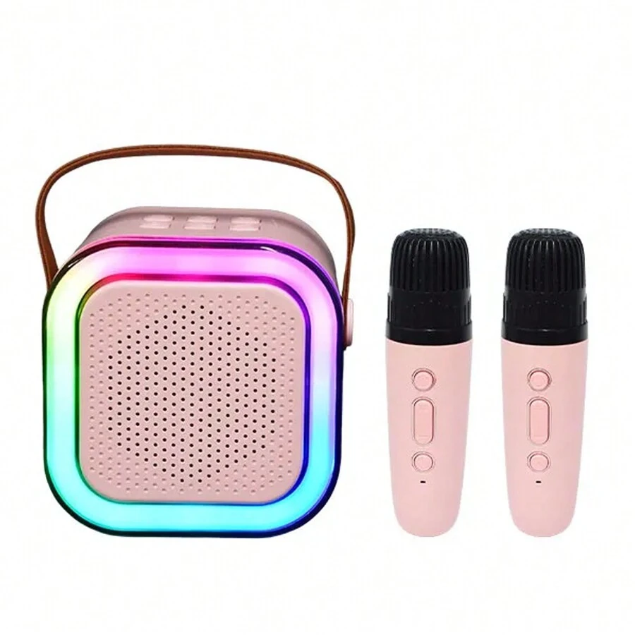 Mini Bocina Karaoke con 2 Micrófonos Inalámbricos - Multicolor - Ver 1