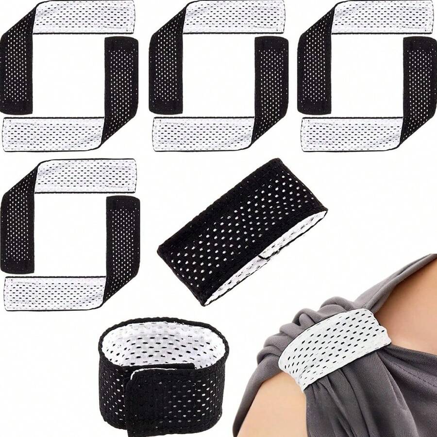 4pcs Basketball/Softball Jersey Sleeve Straps, Hook And Loop Sleeves Ties For Clothes/Shoulder/Sleeves, Sports Shirt Shoulder Straps - Black and White - View 1
