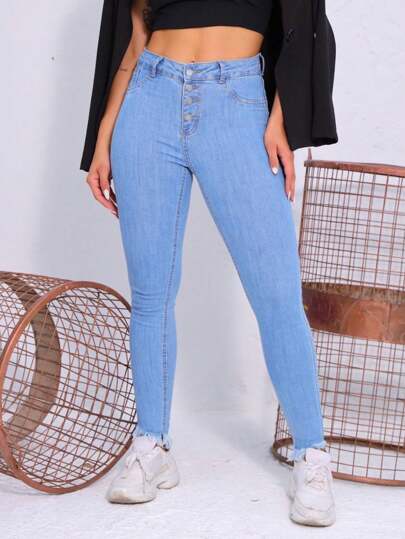 Lumini Jeans Calça Jeans Feminina Skinny Com Elastano Citura Alta Modelagem Levanta Bumbum Com 4 Botões