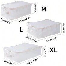 One Mesh Clothes Storage Bag For Wardrobe Quilt Bedsheets Clothes With Multiple Compartments - Beige - View 2