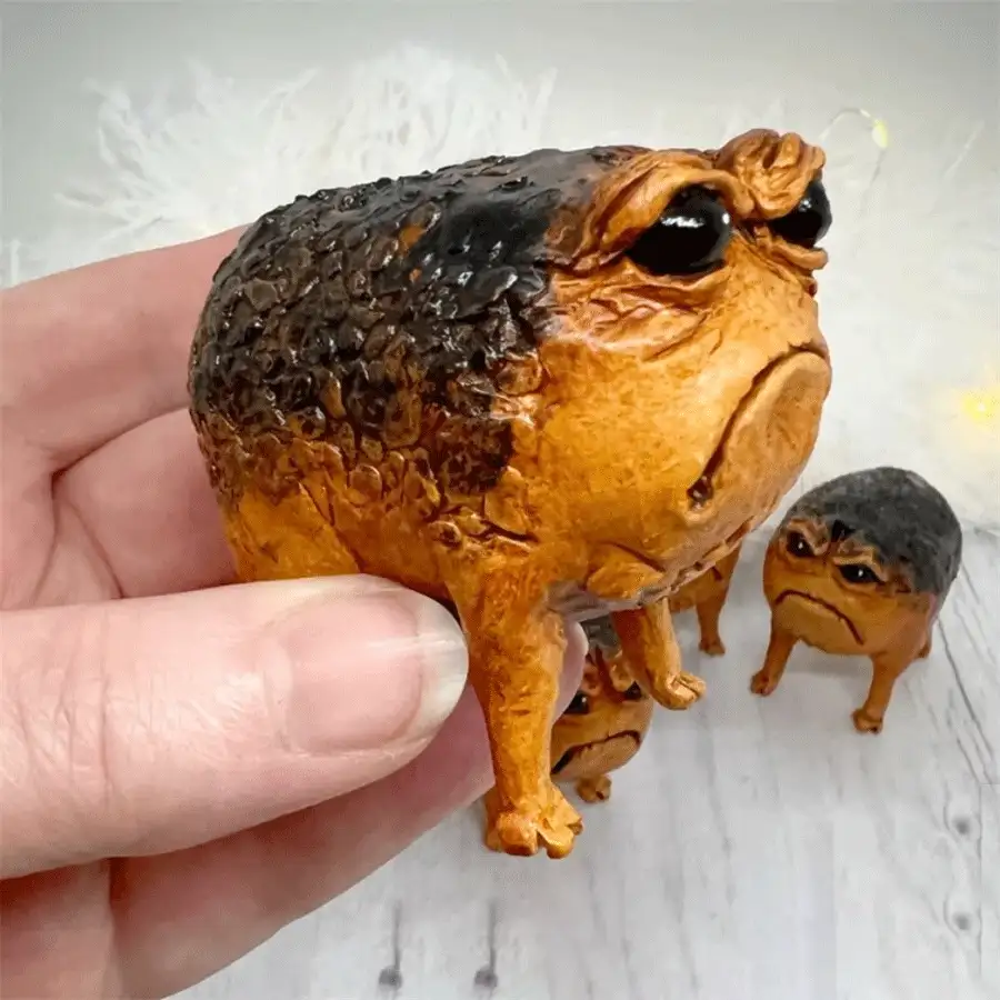 1pc Black African Rain Frog Toad Sculpture - Multicolor - View 5