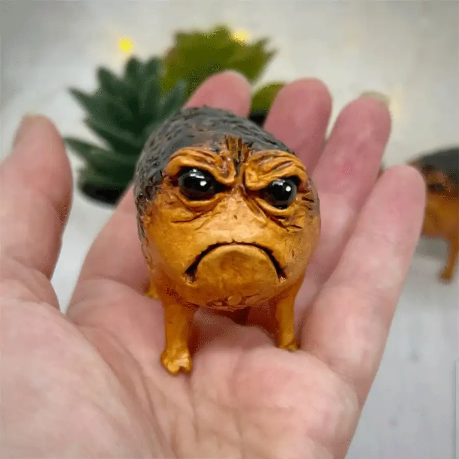 1pc Black African Rain Frog Toad Sculpture - Multicolor - View 3