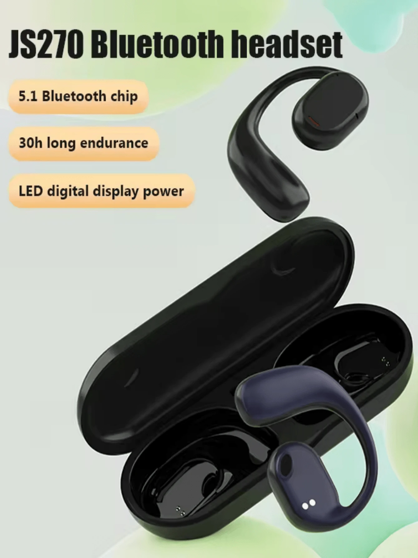 JS270 Wireless Sport Earphones Comfortable In-Ear TWS Bluetooth Ear Hook Earphones - Black - View 1