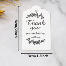 100入組+20米串的感謝您和我們一起慶祝的牛皮紙禮品標籤、掛標、帶線的空標籤、派對節日禮品裝飾5*3cm - 白色 - 查看 1
