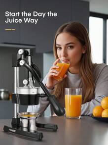 FOHERE Orange Juicer Squeezer, Cast Iron Lemon Squeezer, Commercial Citrus Juicer Hand Press For Orange, Lemon, Pomegranate, Grapefruit, Easy To Clean Citrus Squeezer-Bonus A Stainless Steel Cup - Black - View 9