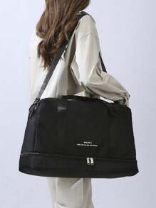 Classic Fashion Travel Luggage Bag Simple Solid Color Versatile Nylon Handbag Gym Women's Weekend Handbag Dry And Wet Separation Independent Shoe Compartment Adjustable Shoulder Strap Shoulder Messenger Bag Suitable For Short Business Trips Travel Yoga Sports Fitness.