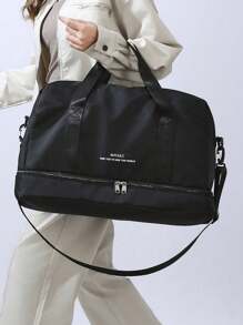 Classic Fashion Travel Luggage Bag Simple Solid Color Versatile Nylon Handbag Gym Women's Weekend Handbag Dry And Wet Separation Independent Shoe Compartment Adjustable Shoulder Strap Shoulder Messenger Bag Suitable For Short Business Trips Travel Yoga Sports Fitness.