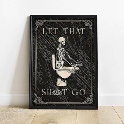 1 Piece Of Canvas Poster Interesting Skull, Canvas Print Bathroom Decoration, Retro Skull Poster, Home Decoration, Home Decoration Canvas Art Painting, Pattern Wall Art Decoration, Wall Decoration, Waterproof Painting, Printed Artwork Gifts Birthday Graduation Halloween Decor Fall Decor