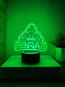 1入創意3D幻覺燈，觸控控制，7種顏色變換，USB供電，裝飾燈，適用於競技遊戲房，假日禮物 - 彩色 - 查看 6