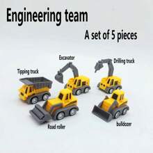 Mini Construction Team/Roller/Excavator/Dumper/Drilling Rig/Bulldozer Set, Random 5pcs, For Festival Birthday Party Gift - Yellow - View 11